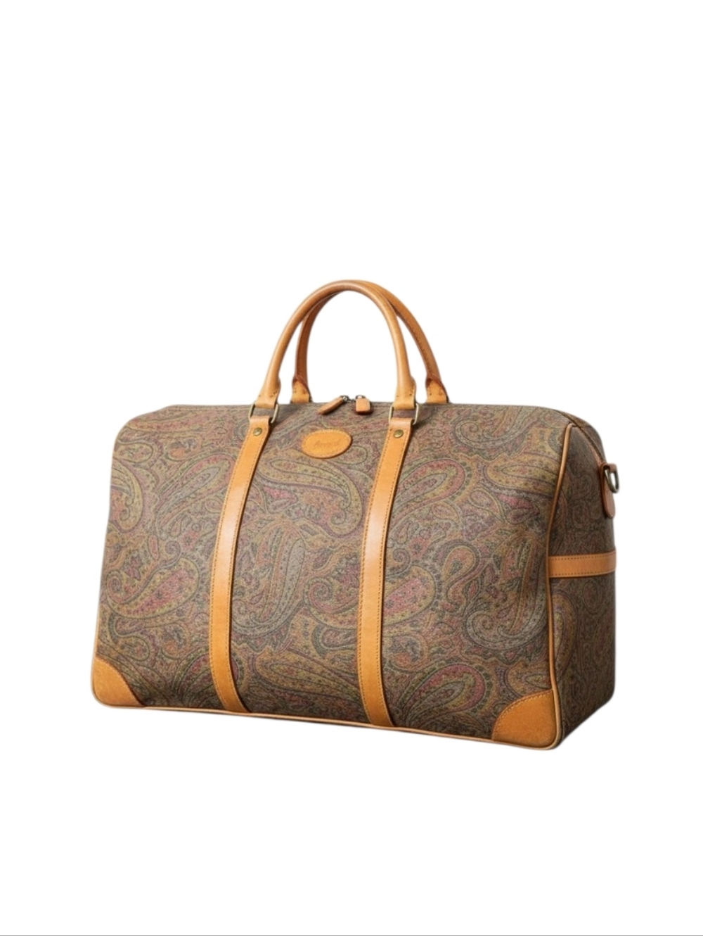 Da Vinci Original Handmade Paisley & Tan Leather Handbag